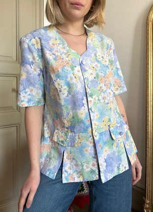Chemise vintage à fleurs pastel, brand: Damart, condition: Very good, size: M / 38 / 10, €18.00, €19.60 includes Buyer Protection