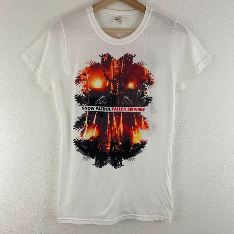 Snow Patrol Bay Island White 2012 Fallen Empires Tour Short Sleeve Graphic Tee 1