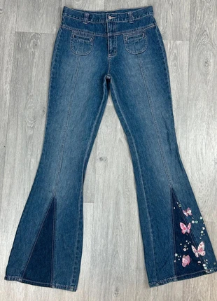 Cherokee Y2K W27L31 Butterfly Mid Rise Embroidered Flared Butterfly Denim Jeans, brand: Cherokee, condition: Very good, size: XS / UK 4-6, £28.95, £31.10 includes Buyer Protection