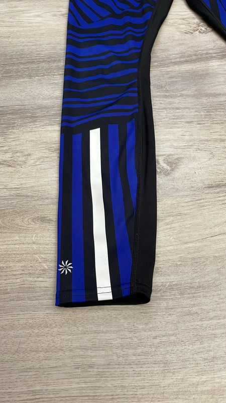 Athleta Black with Red, White & Blue Stripes Cropped Leggings Size XS 5