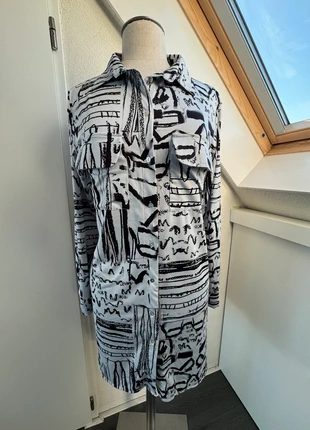 Lizzy & Coco doorknoopjurk zwart wit print – maat XL/XXL – zgan – all season jurk met zakken, marca: LIZZY & COCO, estado: Muito bom, tamanho: XXL / 44 / 16, €12.50, €13.83 inclui Proteção do Comprador