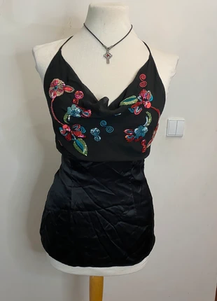 00s vintage party sequin floral halter top, merk: y2k, staat: Heel goed, maat: S / 36 / 8, € 13,50, € 14,88 inclusief Kopersbescherming