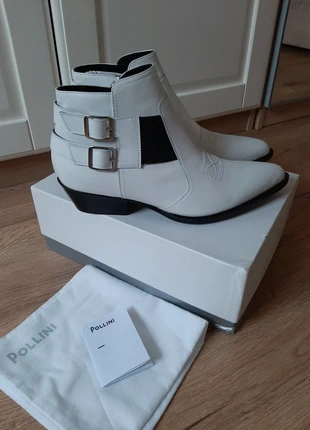 Pollini witte lage cowboylaarsjes leer, merk: Pollini, staat: Nieuw met prijskaartje, maat: 40, € 39,95, € 42,65 inclusief Kopersbescherming