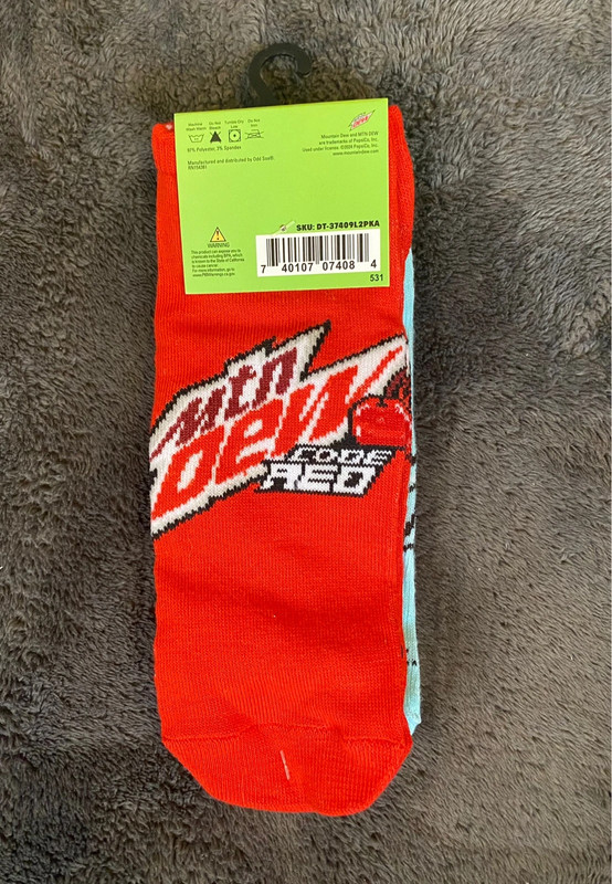 New! NWT Mountain Dew Code Red Baja Blast Novelty Socks-2 pair 2