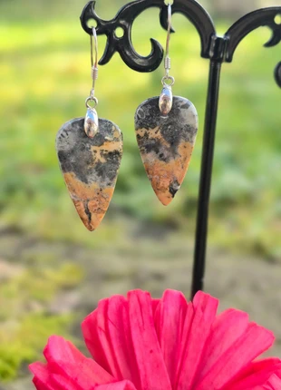Boucles d'oreille en Jaspe et argent, pierre naturelle, marque: Fait Main, état: Neuf sans étiquette, 19,00 €, 20,65 € Protection acheteurs incluse