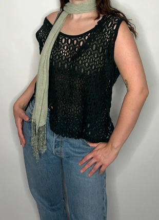 1990s / y2k 2000s green cotton hippie bohemian archive techno fairy bohemian fringed scarf, merk: Vintage, staat: Heel goed, € 7,50, € 8,58 inclusief Kopersbescherming Pro