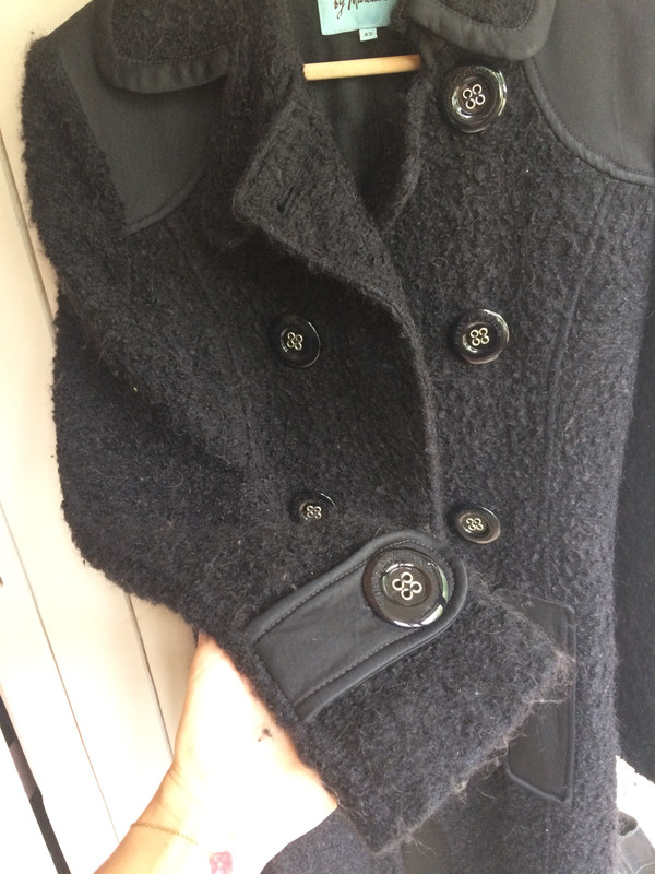 manteau laine bouclette noir