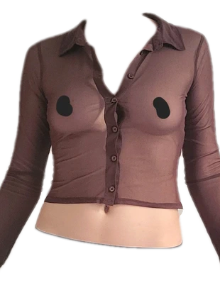 Chemisier transparent marron, état: Très bon état, taille: XS / 34 / 6, 10,00 €, 11,20 € Protection acheteurs incluse