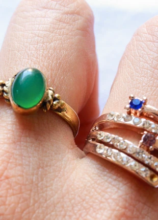 Urbiana duo bagues vert bleu, merk: Urbiana, staat: Nieuw zonder prijskaartje, maat: 49.3 mm / 15.7 mm Ø, € 3,00, € 3,85 inclusief Kopersbescherming