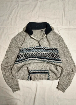 Vintage 90s wool mixture sweater boxy fit zip up oversize jumper aztec knit, marca: Vintage Dressing, estado: Muy bueno, tamaño: XXL, 10,00 €, 11,20 € Protección al comprador incluida