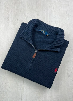 Pull col camionneur zippé Ralph Lauren bleu marine coton logo rouge brodé L homme, marca: Ralph Lauren, estado: Muy bueno, tamaño: L, 62,00 €, 65,80 € Protección al comprador Pro incluida