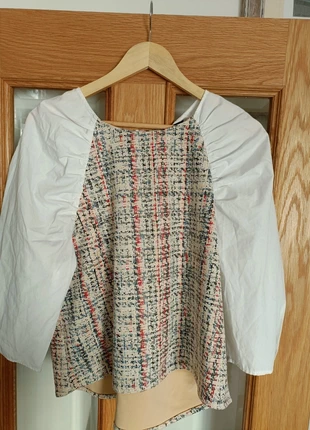 ZARA Contrast Blouse Top With Puff Gathered Sleeves Size small Bloggers Fave, brand: Zara, condition: Very good, size: S / UK 8-10, £5.00, £5.95 includes Buyer Protection