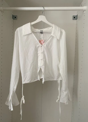 Chemise blanche à nœuds SHEIN Curve – Taille 1XL, marke: Shein, zustand: Neu, mit Etikett, größe: XXXL / 46 / 18, 8,00 €, 9,10 € inklusive Vinted-Käuferschutz