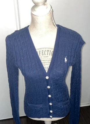 Cardigan Ralph Lauren Sport bleu marine en maille torsadée, taille XS (taille S mais taille petit), brand: Ralph Lauren, condition: Very good, size: XS / 34 / 6, €38.00, €40.60 includes Buyer Protection