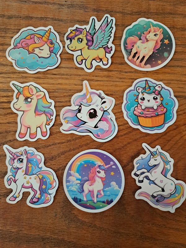 set of colorful unicorn stickers 1