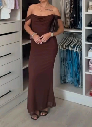 🎄New Parthea UK 14 brown summer mesh bodycon off shoulder longline dress Long Maxi Dress🎄, brand: Parthea, condition: New without tags, size: M / UK 12-14, £16.00, £17.50 includes Buyer Protection