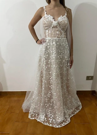 Abito da sposa nuovo in pizzo floreale avorio nude, romantico e moderno, marca: Shein, estado: Nuevo con etiquetas, tamaño: XXL / 44 / 16, 29,99 €, 32,19 € Protección al comprador incluida