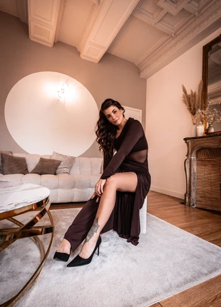 Sublime robe longue couleur chocolat - taille 38, brand: Boutique indépendante, condizioni: Ottime, taglia: M / IT 42 / EU 38, €35.00, €37.45 include la Protezione acquisti