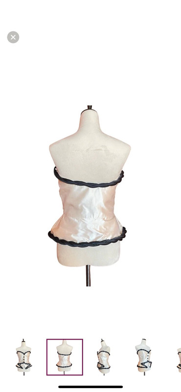 Vintage Valentino Boutique Ivory & Black Silk Bustier Corset Sz 10 2