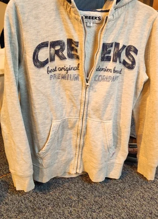 Sweat zippé à capuche Creeks / gris / 14 ans / bon état, brand: Creeks, condizioni: Ottime, taglia: 14 anni / 164 cm, €4.00, €4.90 include la Protezione acquisti