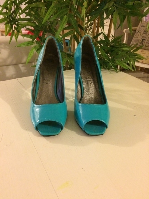 chaussure à talon bleu turquoise 1