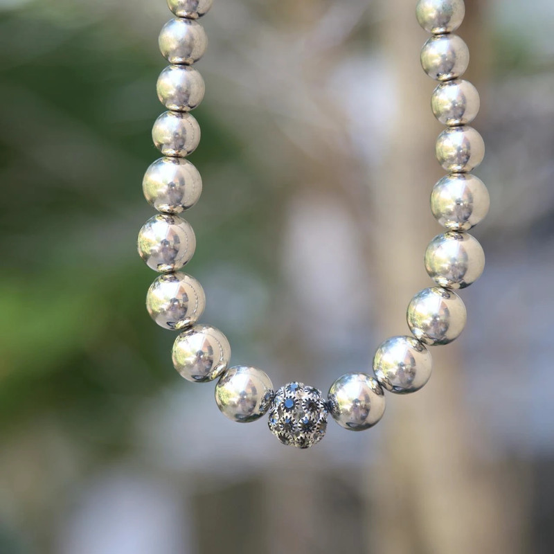 silver beaded necklace 2