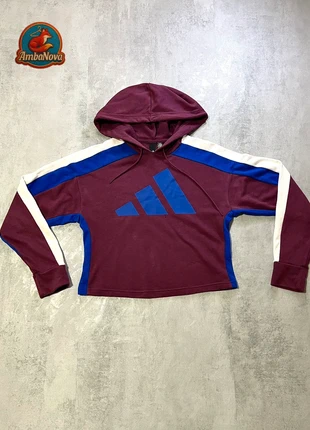 Adidas Sudadera Crop Hoodie Vino/Burdeos con Detalles Azul y Blanco Mujer XS Streetwear Vintage, marca: adidas, estado: Muy bueno, tamaño: XS / 34 / 6, 16,99 €, 18,54 € Protección al comprador incluida