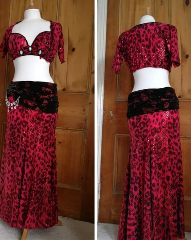 Red and Black Animal Print Belly Dance Costume 10