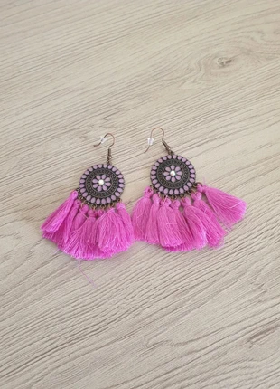 Boucles d’oreilles bohème vintage à strass – pompons roses, marque: Boutique Bohéme, état: Neuf sans étiquette, 8,50 €, 9,63 € Protection acheteurs incluse