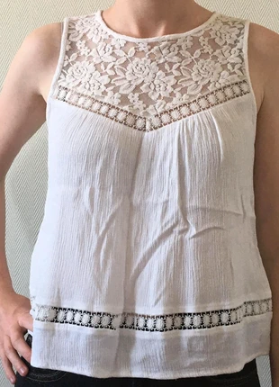 Blouse débardeur lin dentelles broderie blanc , condition: New without tags, size: S / 36 / 8, €6.00, €7.00 includes Buyer Protection