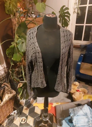 Gehaakte cardigan donkergrijs, marca: Object, estado: Bom, tamanho: M / 38 / 10, €4.00, €4.90 inclui Proteção do Comprador