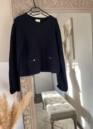 💙 Pull en maille bleu marine H&M – Neuf – Taille M – Boutons dorés chic, brand: H&M, condition: New without tags, size: M / 38 / 10, €15.00, €16.45 includes Buyer Protection