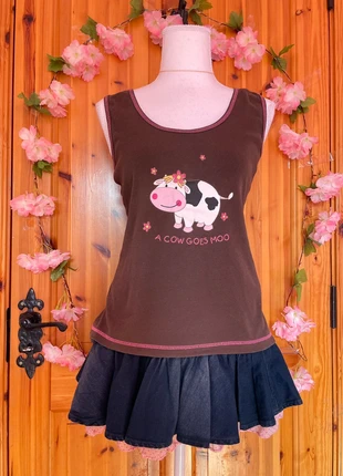 100% Cotton Tank Top | Cute Cow Print | Kawaii Y2K | 424., brand: Kawaii, condition: Very good, size: M / 38 / 10, €15.50, €16.98 includes Buyer Protection