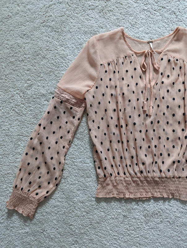 Free people polkadot blush pink blouse S 2