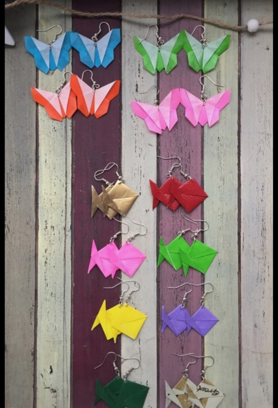 Handmade confection - boucles d'oreilles Origami personnalisées - divers modèles/divers coloris  2