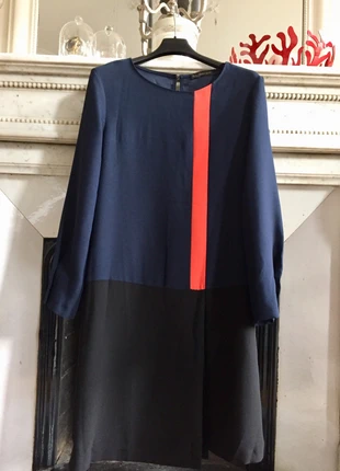 Robe chic Zara bleu noire et bande orange, marca: Zara, estado: Muy bueno, tamaño: M / 38 / 10, 15,00 €, 16,45 € Protección al comprador incluida