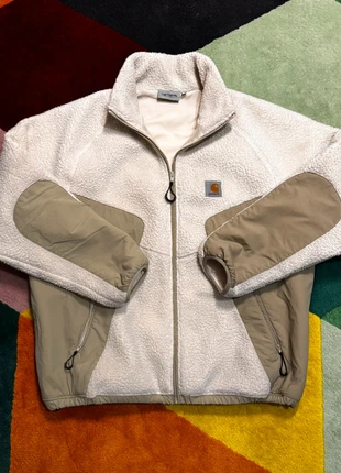 Carhartt WIP Hilldell Fleece – polaire beige crème – M – veste sherpa chaude, merk: Carhartt, staat: Heel goed, maat: L, € 80,00, € 84,70 inclusief Kopersbescherming
