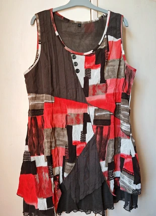 Tunique sans manche motif graphique, marque: sans marque, état: Très bon état, taille: 4XL / 48 / 20, 10,00 €, 11,20 € Protection acheteurs incluse