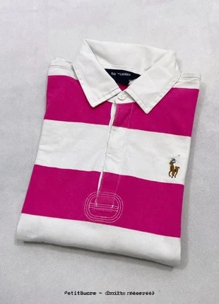 Polo Rugby Polo Ralph Lauren y2k Rayé Rose Blanc Femme 100% coton Straight - Taille XL 16 Ans /203R, brand: Ralph Lauren, condizioni: Ottime, taglia: 16 anni / 176 cm, €39.00, €41.65 include la Protezione acquisti Pro