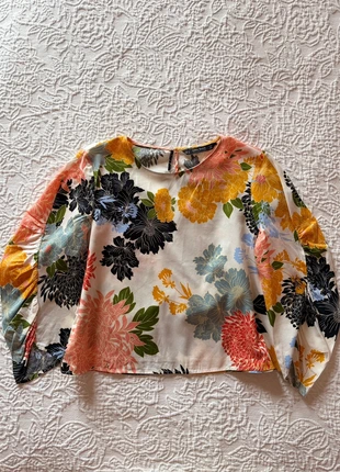 Blouse blanche à fleurs colorées en 100% coton - Manches longues - ZARA (Taille 36/S), brand: Zara, condition: New without tags, size: S / 36 / 8, €15.00, €16.45 includes Buyer Protection
