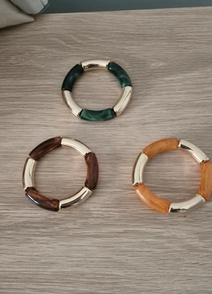 Lot de 3 Bracelets doré / vert/ marron jaune orangé élastique femme neuf, marque: Boutique indépendante, état: Neuf sans étiquette, 24,00 €, 25,90 € Protection acheteurs incluse