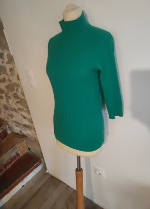 Pull vert col montant torsadé Sandro T 38/40, marca: Sandro, estado: Muy bueno, tamaño: M / 38 / 10, 38,00 €, 40,60 € Protección al comprador incluida