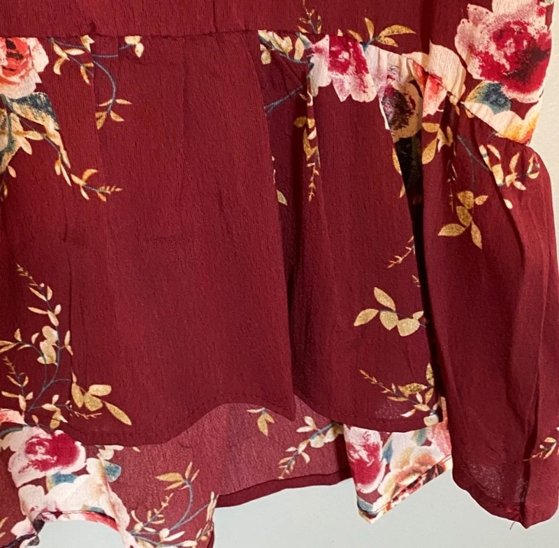 Maroon/Burgundy Floral Peplum Blouse 4