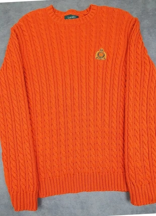 Pull orange crewneck torsadé coton marque Lauren Ralph Lauren taille M femme, merk: Lauren Ralph Lauren, staat: Heel goed, maat: M / 38 / 10, € 35,00, € 37,45 inclusief Kopersbescherming Pro