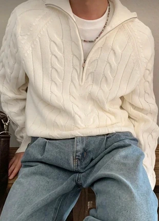 🤍 Pull torsadé zippé – Blanc ivoire, brand: Veliannet, condition: Very good, size: M, €45.99, €48.99 includes Buyer Protection