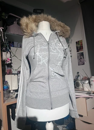 Upcycled adidas zip up hoodie faux fur hood, brand: KITTYCOUTURE, condition: Very good, size: XS / UK 4-6, £50.00, £53.20 includes Buyer Protection