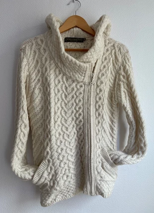 Cardigan gillet Aran irlandais torsadé à capuche 100% laine mérinos femme taille S blanc crème, marke: sans marque, zustand: Sehr gut, größe: S / 36 / 8, 50,00 €, 53,20 € inklusive Vinted-Käuferschutz