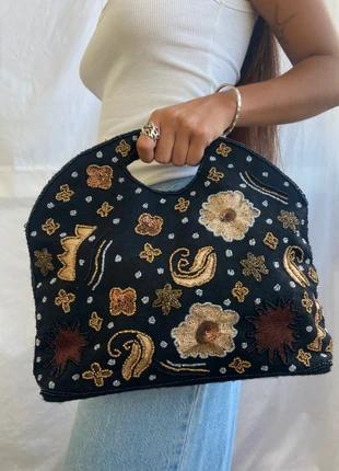 Vintage Embroidered Beaded Tote Bag – Reversible Black & Gold, marca: Vintage Dressing, estado: Muy bueno, 18,90 €, 20,55 € Protección al comprador incluida