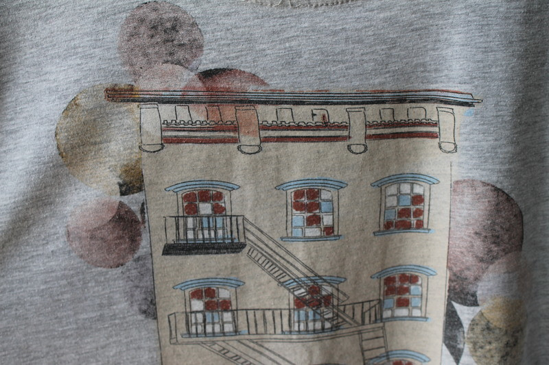 T-shirt ample aquarelle immeuble Brooklyn 2