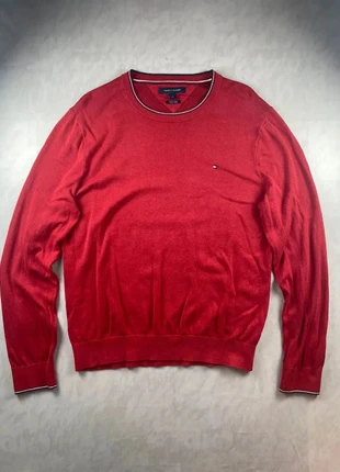 Pull à Col Rond/ Crewneck Tommy Hifiger, Logo Brodé, Rouge, Taille L, marca: Tommy Hilfiger, estado: Muito bom, tamanho: L, €15.90, €17.40 inclui Proteção do Comprador Pro